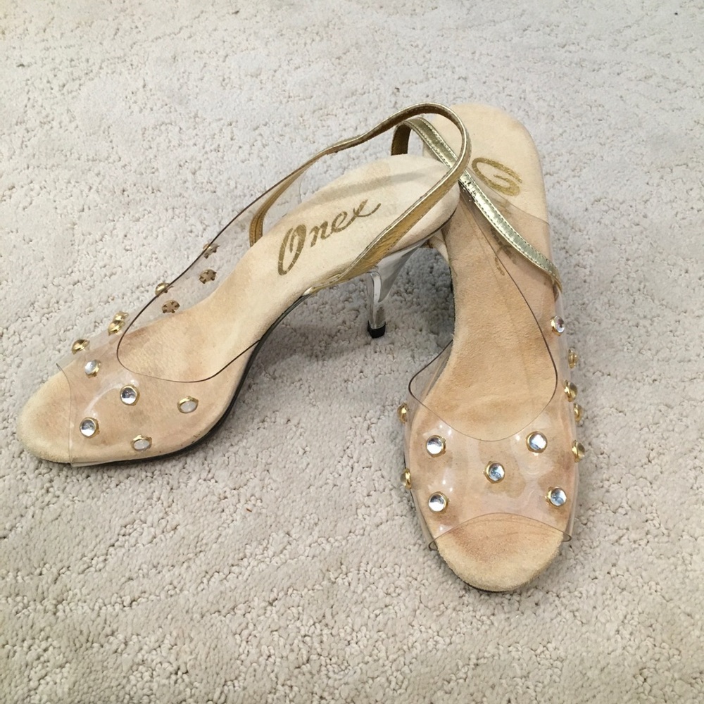 Clear studded heels